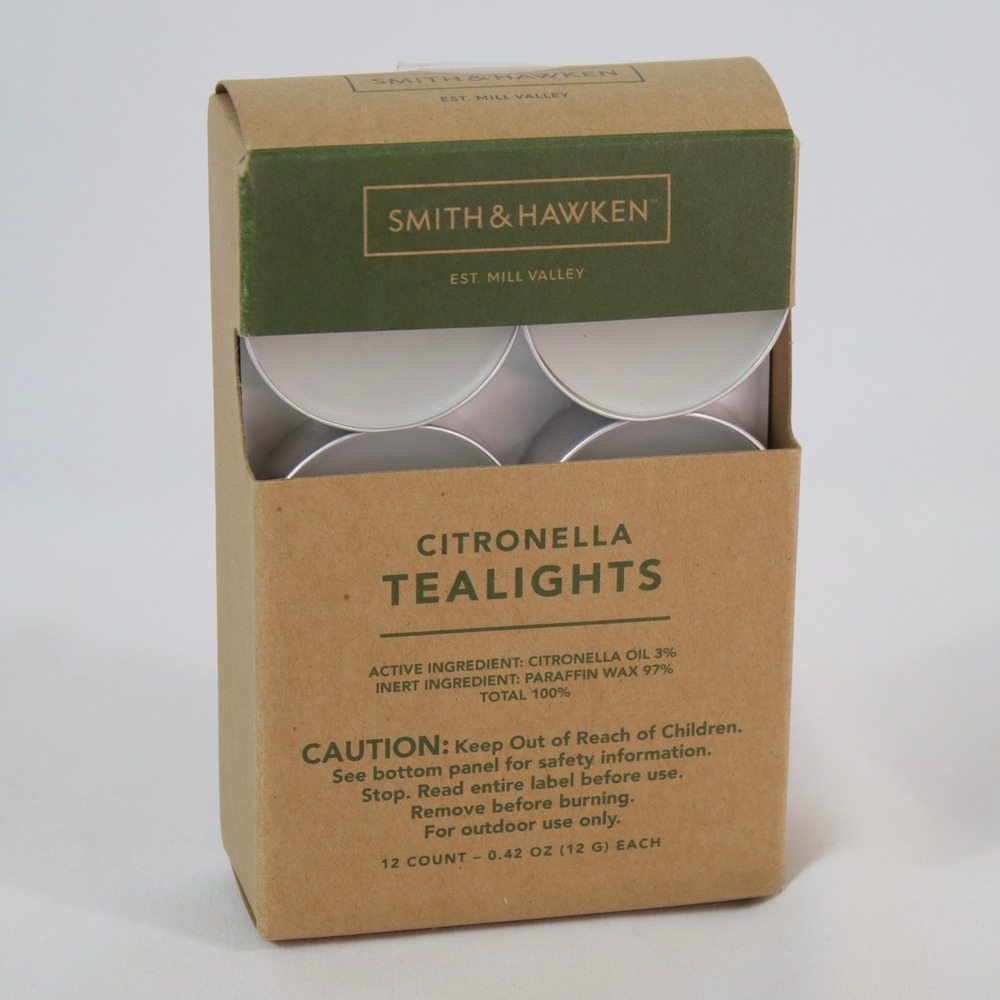 Smith & Hawken Citronella Tealights 12 Count Outdoor Candles 0.42oz - NEW